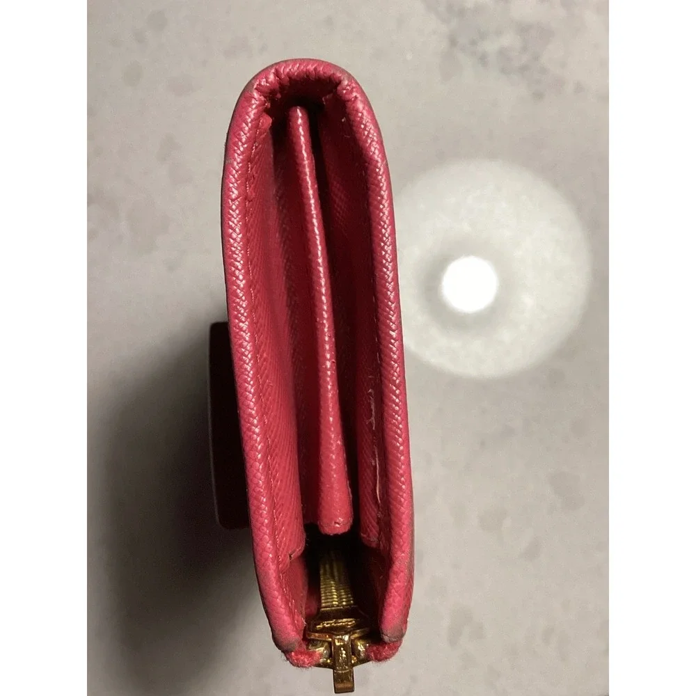 Prada Saffiano Leather Zip Around Wallet‎ Bow Accent Designer - Picture 8 of 13